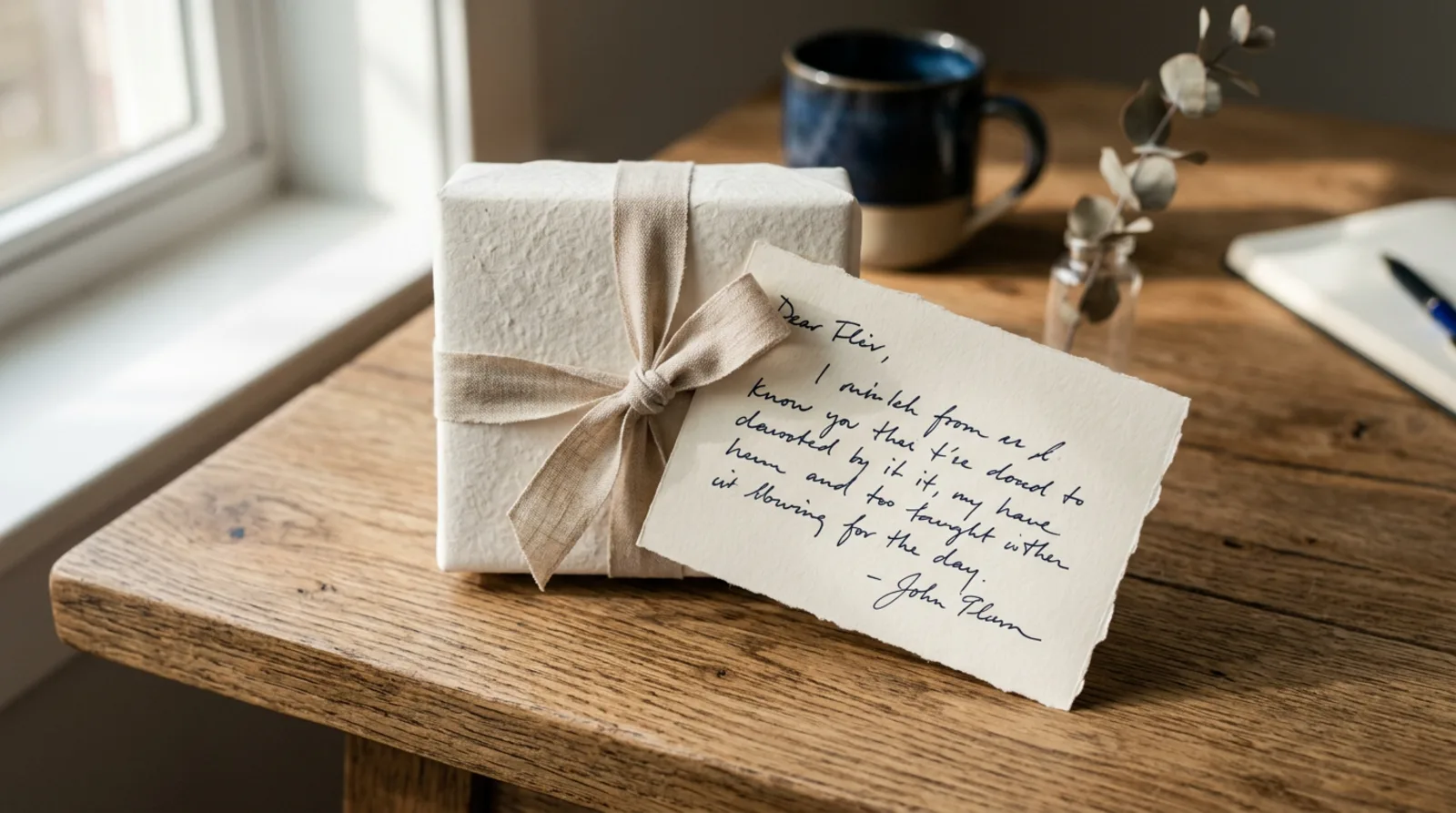 The note is half the gift: a specific, hand-written milestone card