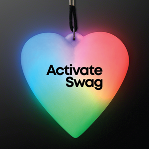 LED Deco Heart Necklace on Black String Lanyard