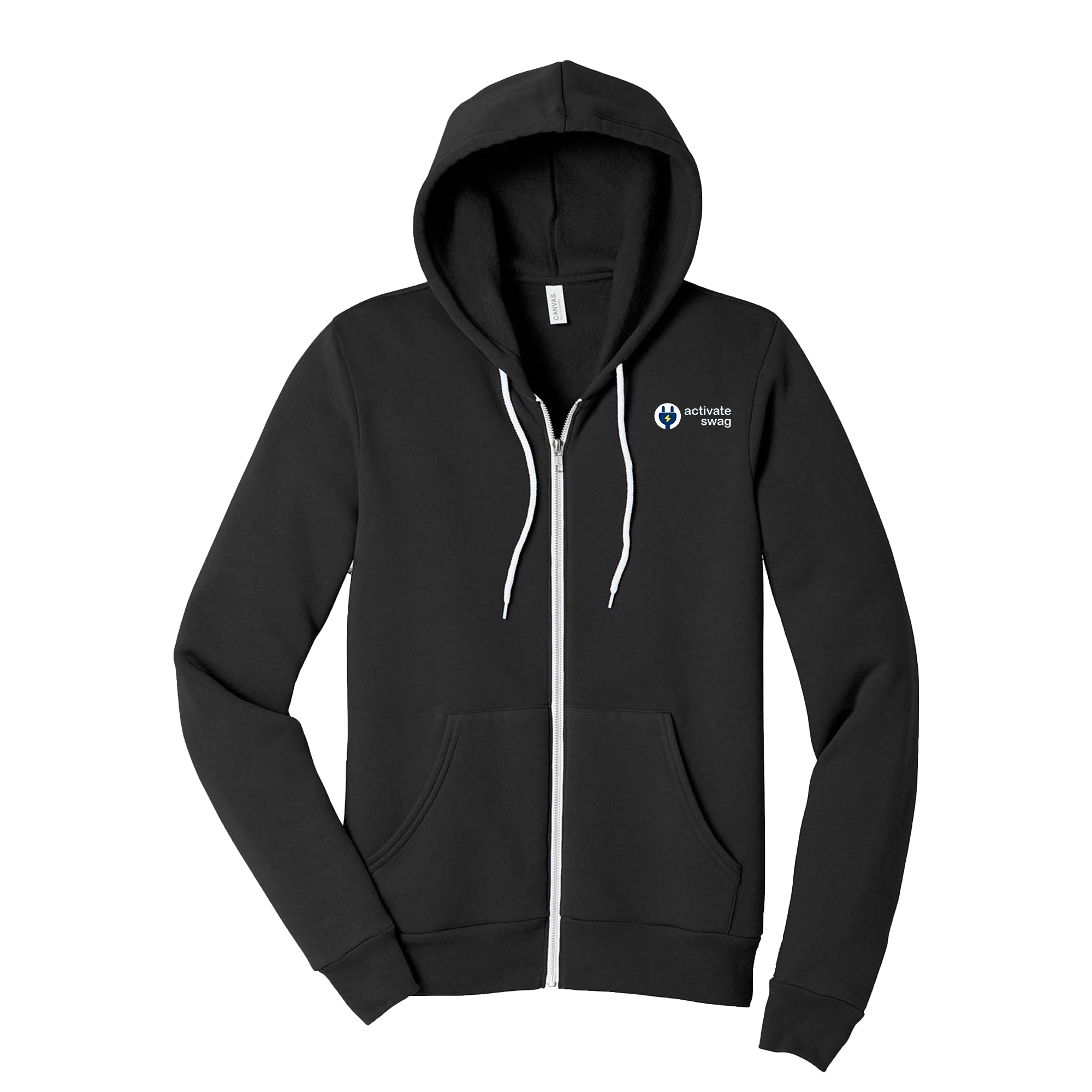 Bella Canvas Premium Full Zip Hoodie w White Strings Activate