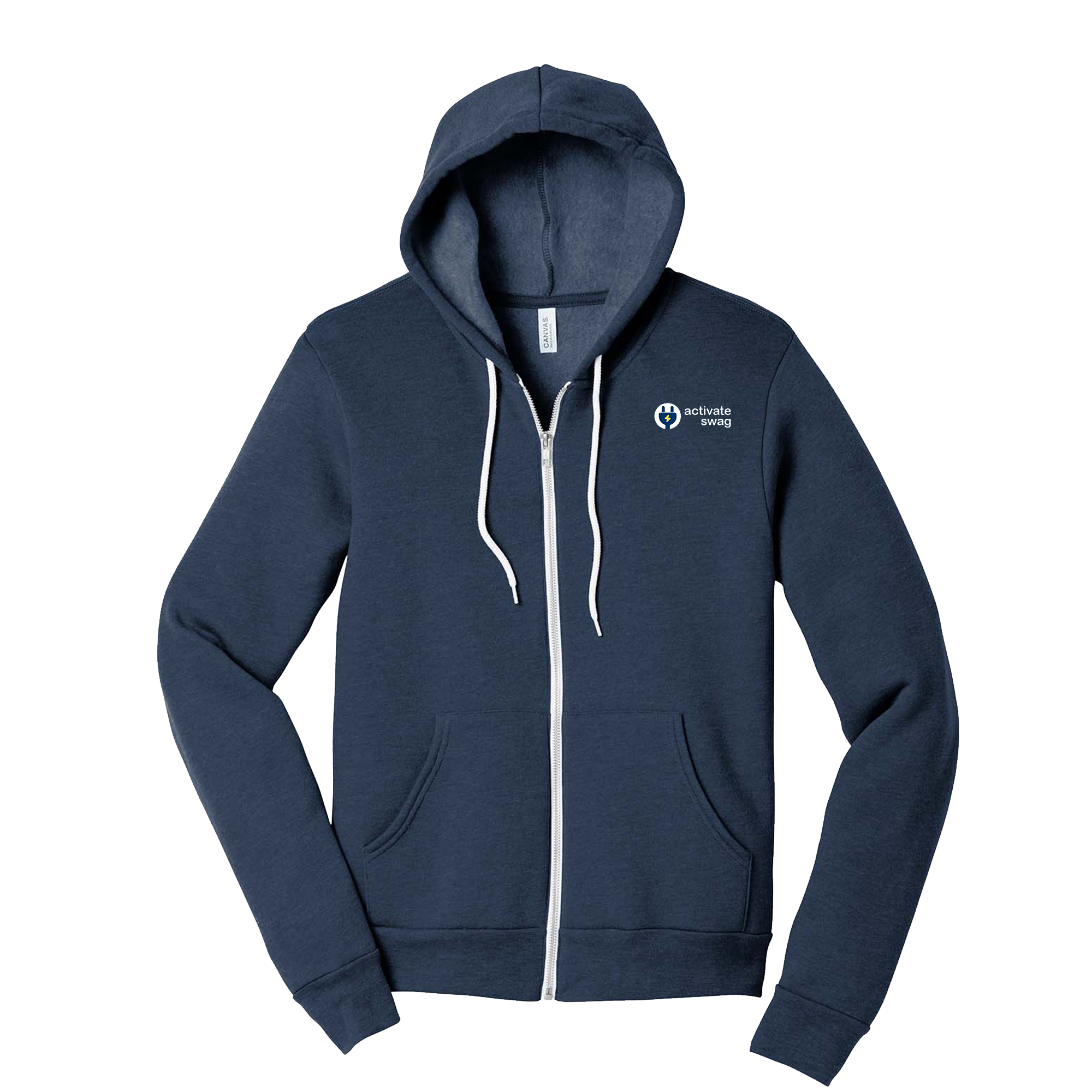 Bella Canvas Premium Full Zip Hoodie w White Strings Activate